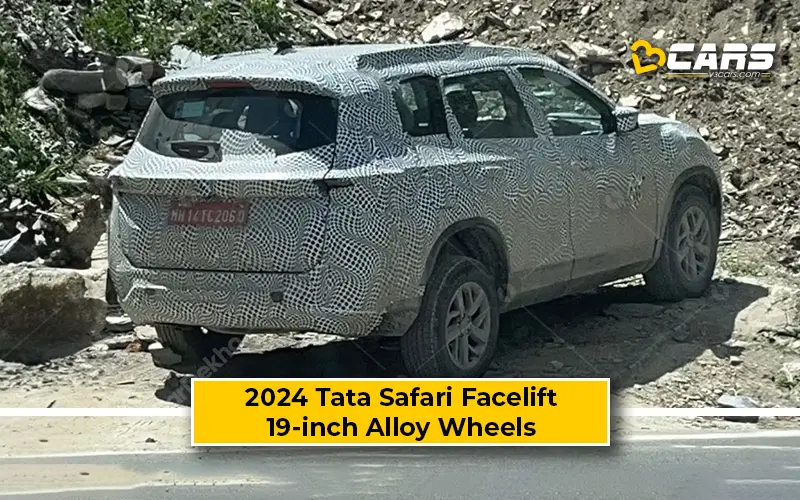 2024 Tata Safari Facelift Spotted With 19inch Alloy Wheels