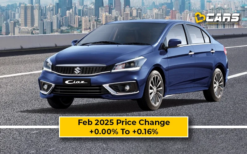 Maruti Ciaz 2025 Price Change — Hiked By Up To Rs. 1,500