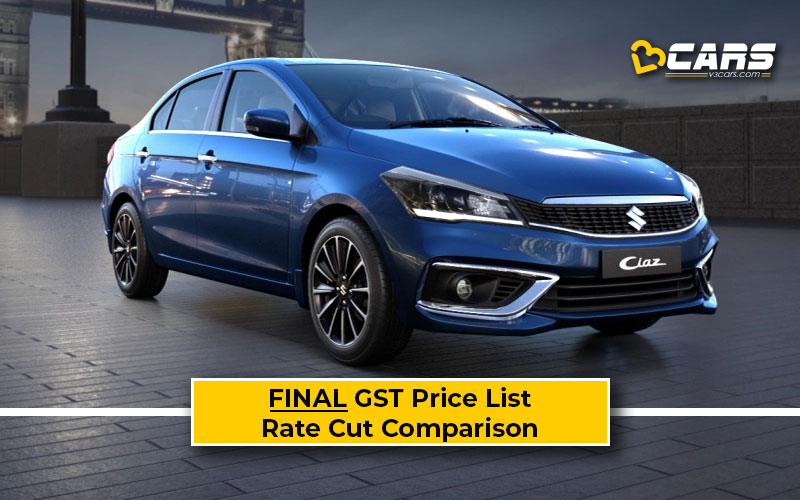 Final Maruti Ciaz Price List After GST Rate Cut (Confirmed)