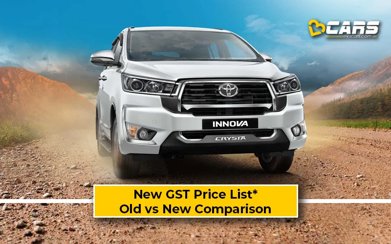 Toyota Innova Crysta — New GST Rate List (Tentative; Sep 22)