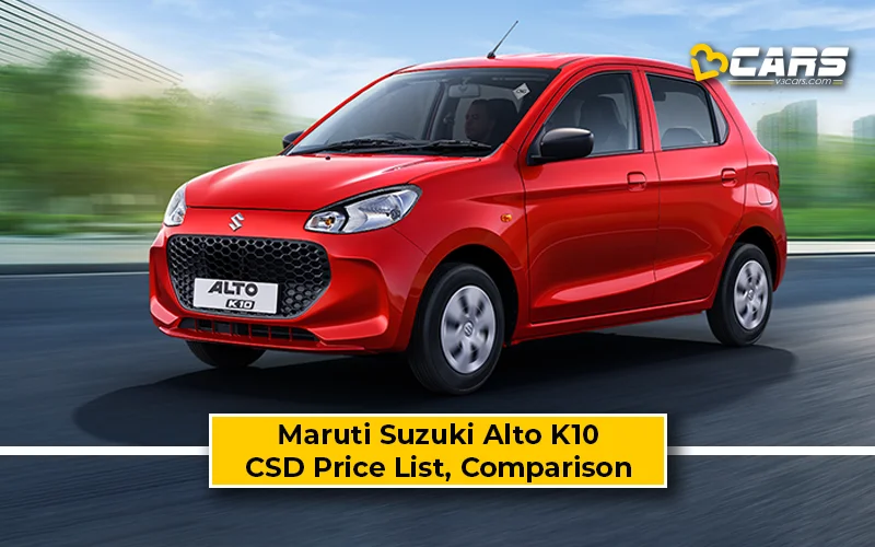 Maruti Suzuki Alto K10 CSD Price Vs Ex-Showroom Price Comparison