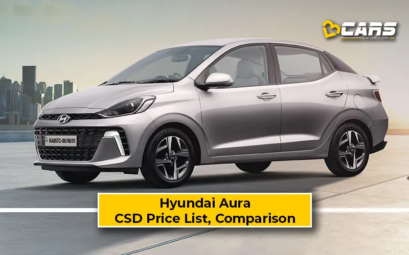 Hyundai Aura CSD Price Vs Ex-Showroom Price Comparison
