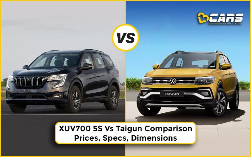 XUV700 5S vs Taigun Comparison | Prices, Specs, Dimensions